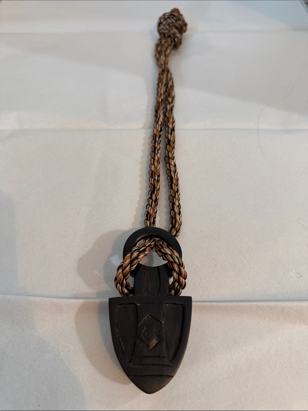 Dominique Aurientis Exotic Wood Rope Pendant Necklace